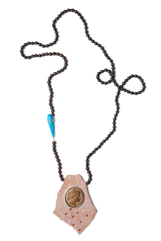 Pink slice and cameo necklace